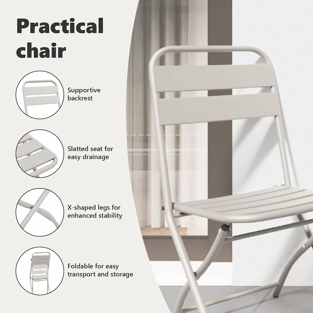 Garden Folding Chair Folding 2 pcs Beige 42 x 52 x82cm