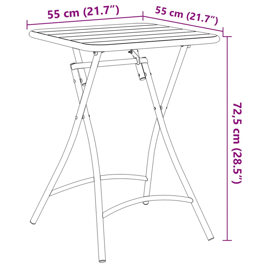 Bistro Table White 55 x 55 x 72.5 cm Powder-coated Steel