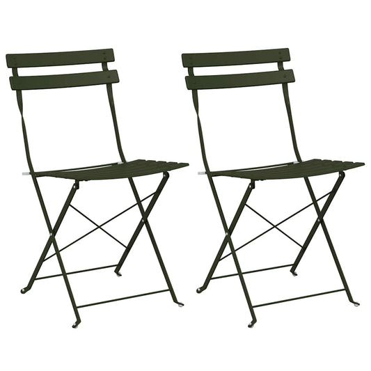 Garden Folding Chair Folding 2 pcs Green 42 x 46 x 82cm Metal Garden Folding Chair Folding 2 pcs Green 42 x 46 x 82cm Metal