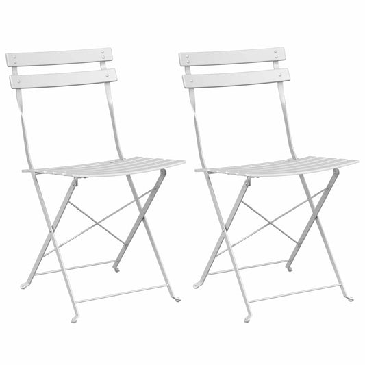Garden Folding Chair Folding 2 pcs White 42 x 46 x 82cm Metal Garden Folding Chair Folding 2 pcs White 42 x 46 x 82cm Metal