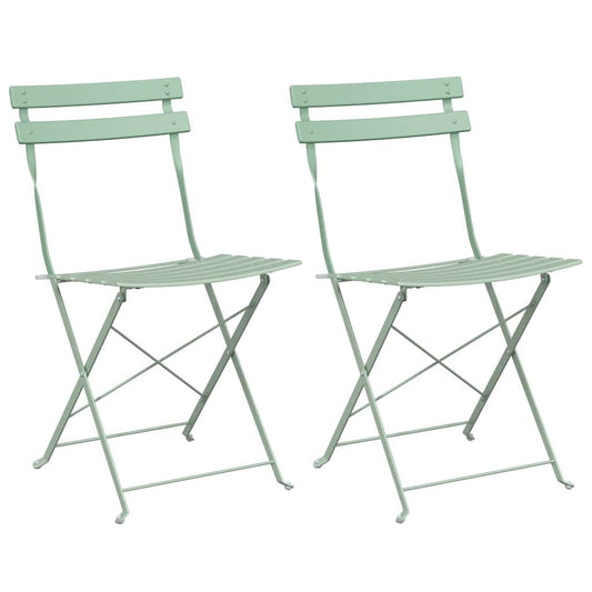 Garden Folding Chair 2 pcs Light Mint 42 x 46 x 82cm Metal Garden Folding Chair 2 pcs Light Mint 42 x 46 x 82cm Metal