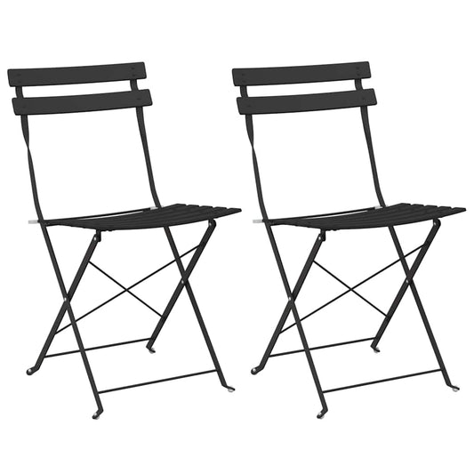 Garden Folding Chair 2 pcs Anthracite 42 x 46 x 82cm Metal Garden Folding Chair 2 pcs Anthracite 42 x 46 x 82cm Metal