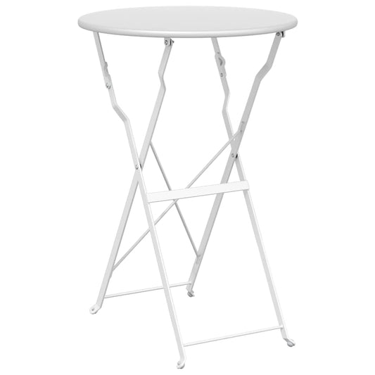 Bistro Table Folding White Ø 50 x 71 cm Powder-coated Steel Bistro Table Folding White Ø 50 x 71 cm Powder-coated Steel