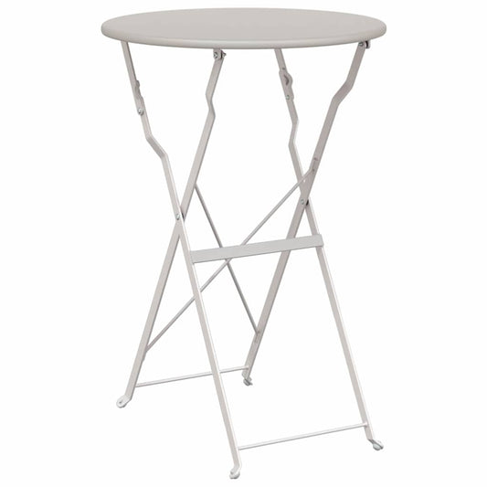 Bistro Table Folding Beige Ø 50 x 71 cm Powder-coated Steel Bistro Table Folding Beige Ø 50 x 71 cm Powder-coated Steel
