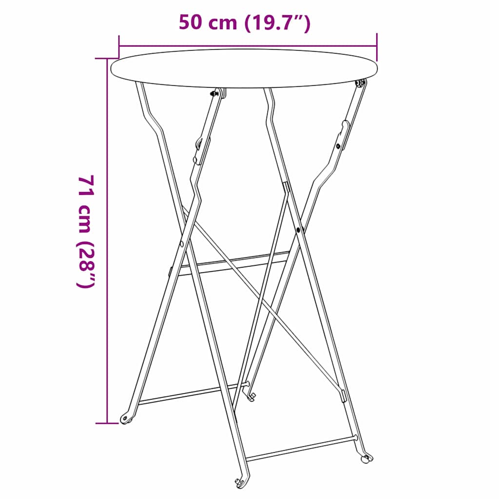 Bistro Table Folding Beige Ø 50 x 71 cm Powder-coated Steel
