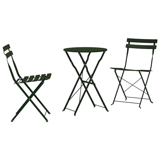 Folding Bistro Set 3 pcs Forest Steel Folding Bistro Set 3 pcs Forest Steel
