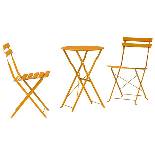 Folding Bistro Set 3 pcs Mustard Steel Folding Bistro Set 3 pcs Mustard Steel