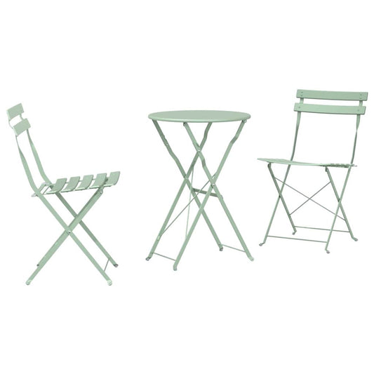 Folding Bistro Set 3 pcs Seafoam Steel Folding Bistro Set 3 pcs Seafoam Steel