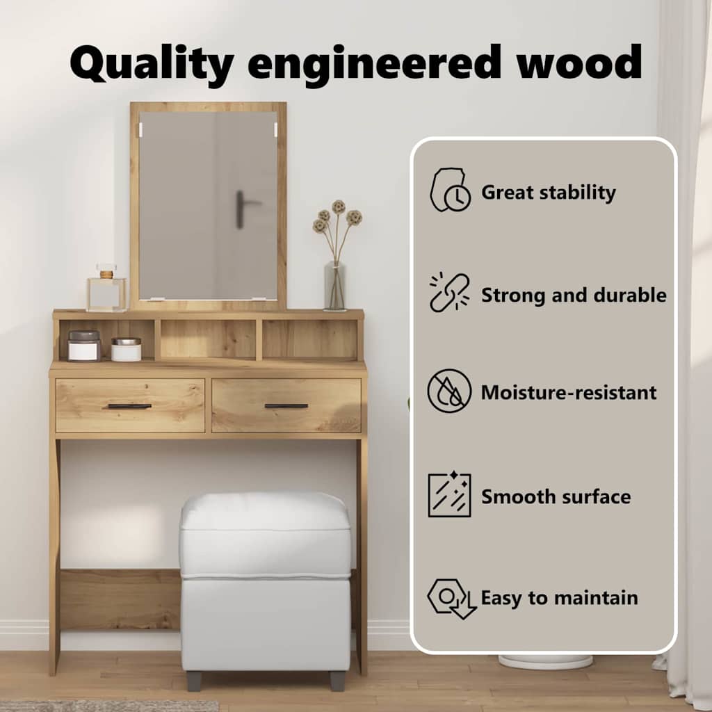 Dressing Table Artisan Oak 79 x 41 x 140 cm Engineered Wood