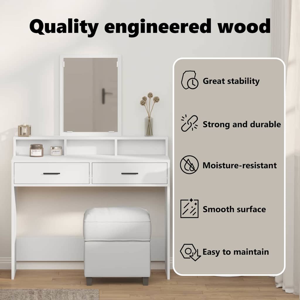 Dressing Table White 100 x 41 x 140 cm Engineered Wood