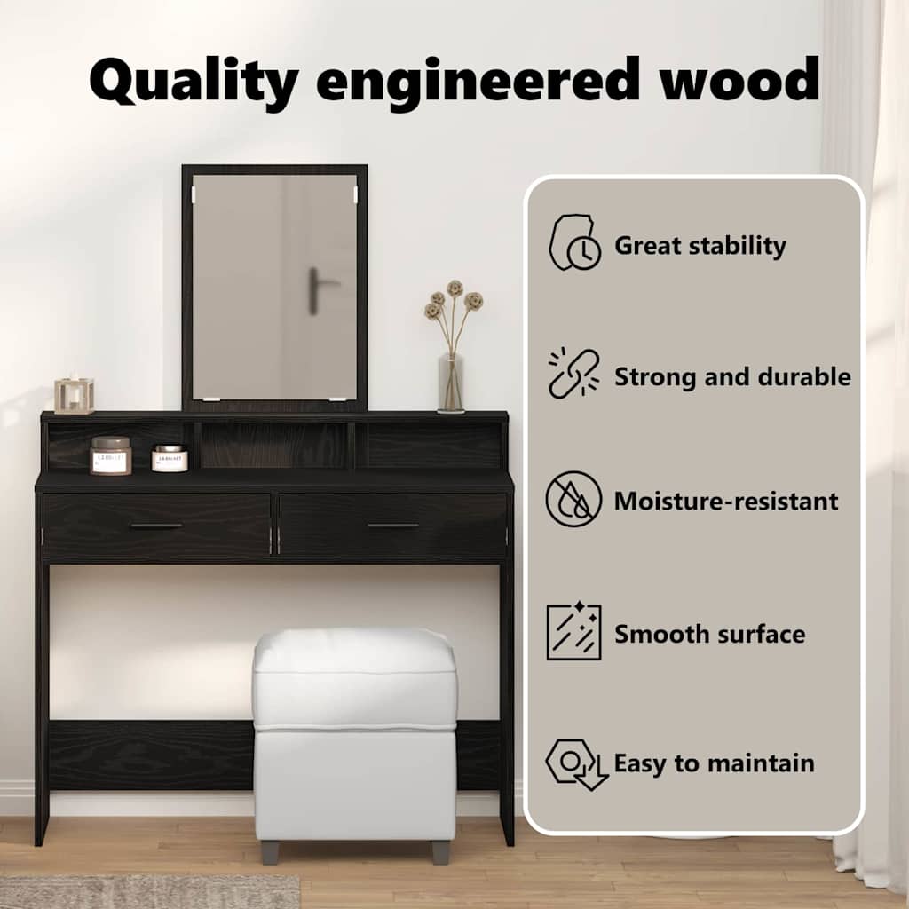 Dressing Table Black Oak 100 x 41 x 140 cm Engineered Wood