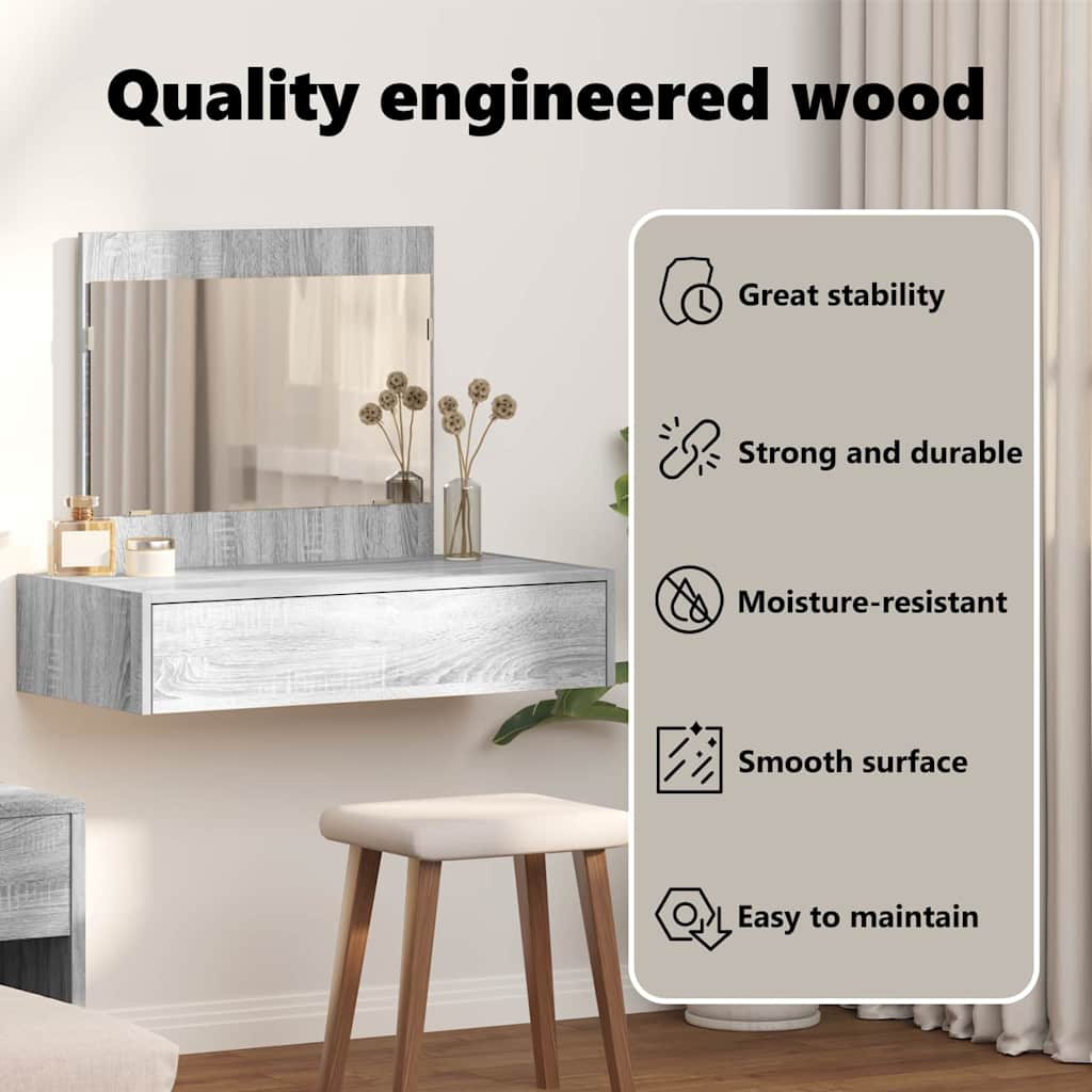Dressing Table with Drawer Grey 83 x 40 x 70 cm Engineered Wood