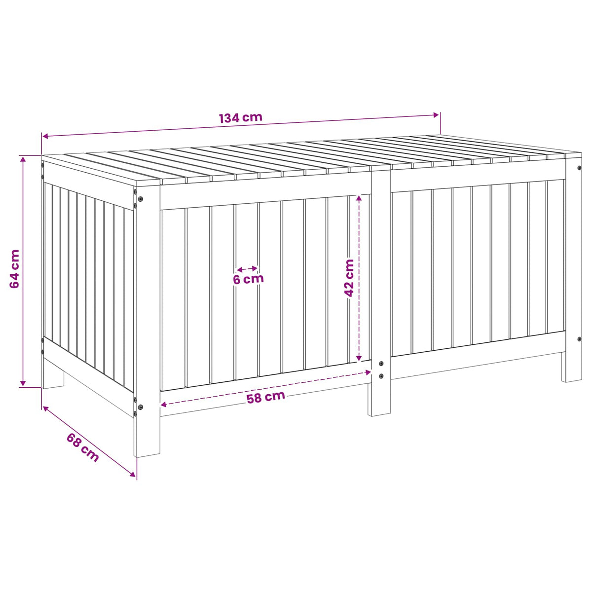 Garden Storage Box 359 L Solid Pine Wood 146.5 x 68 x 63 cm