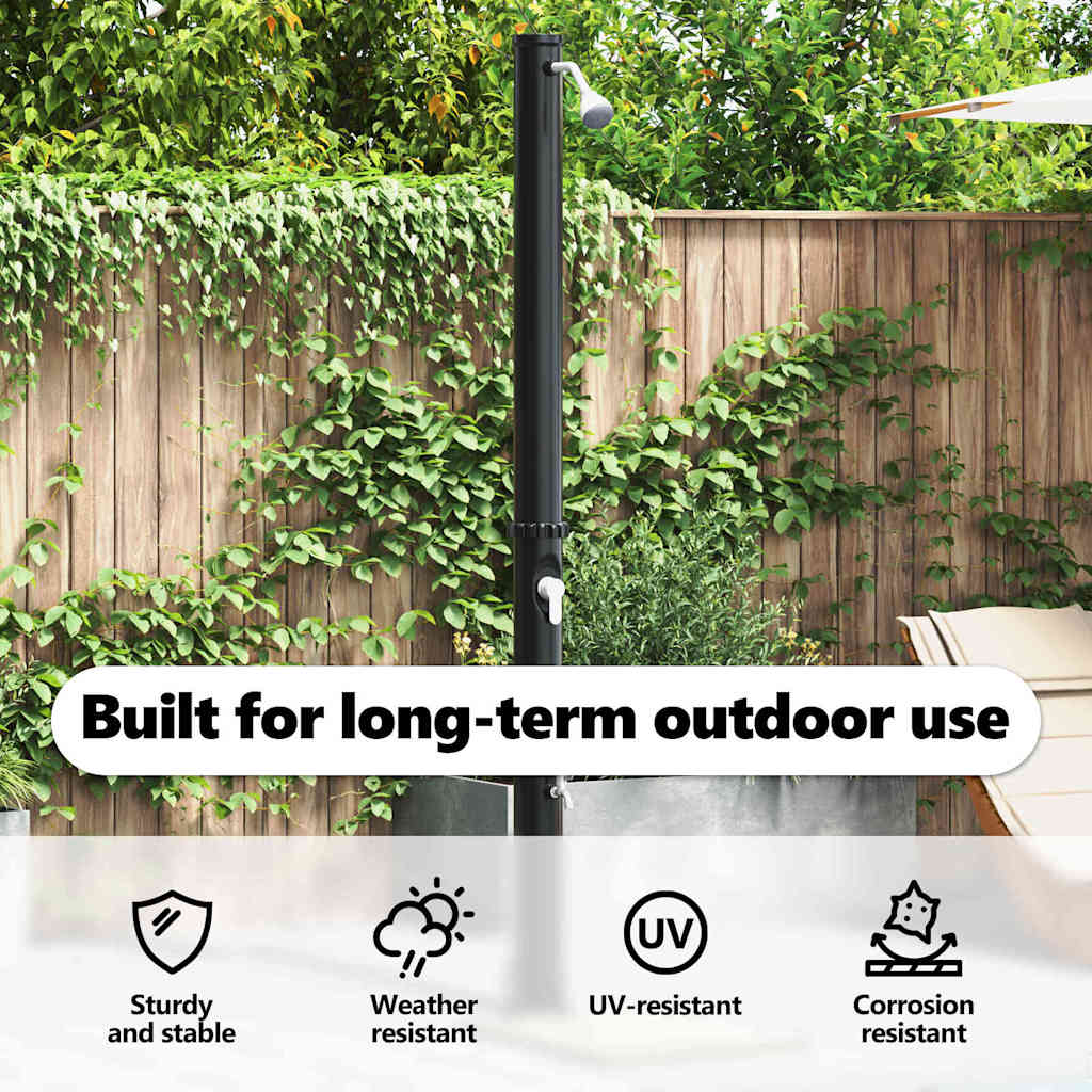 Outdoor Solar shower Black 217 cm PVC and Aluminium