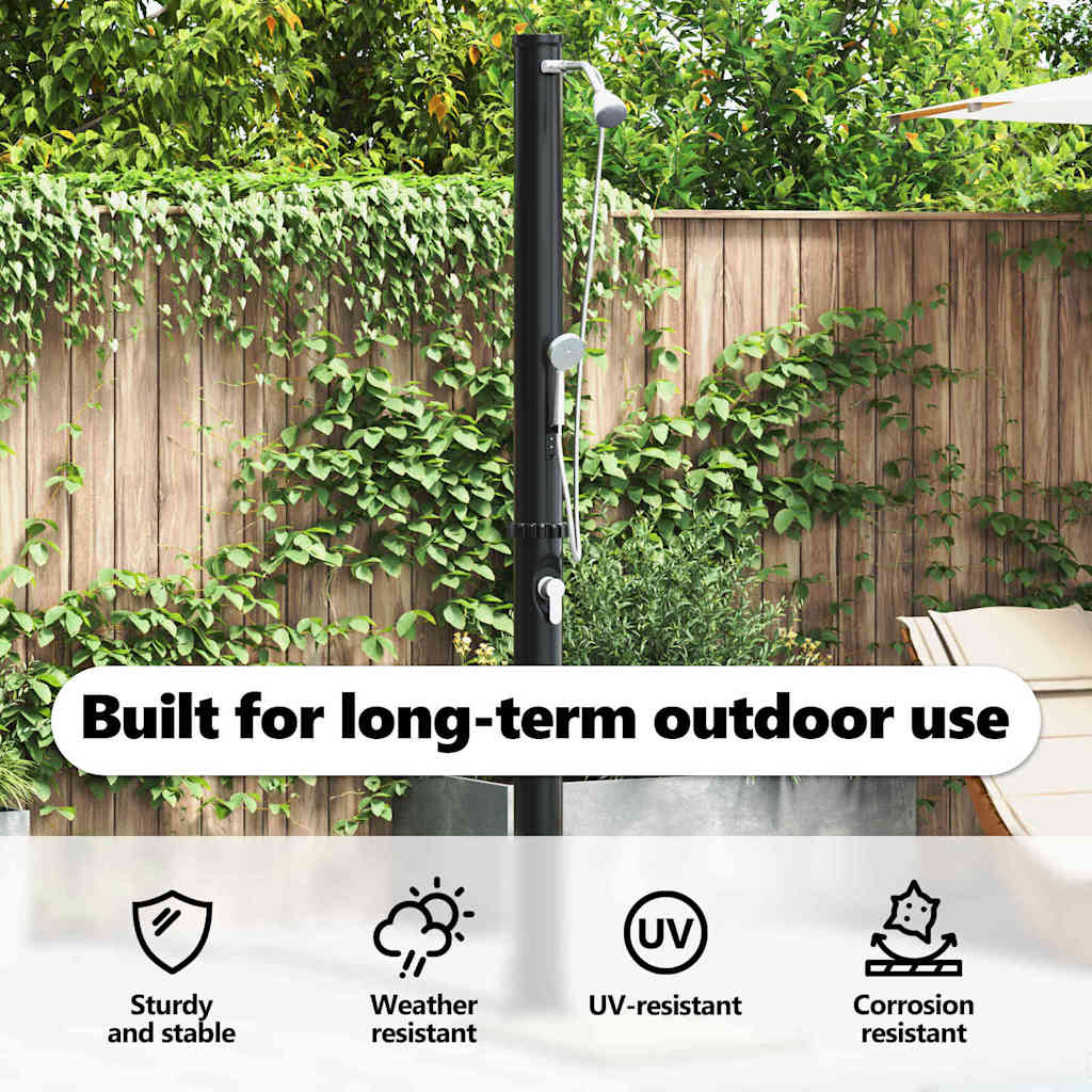 Outdoor Solar shower Black 217 cm PVC and Aluminium