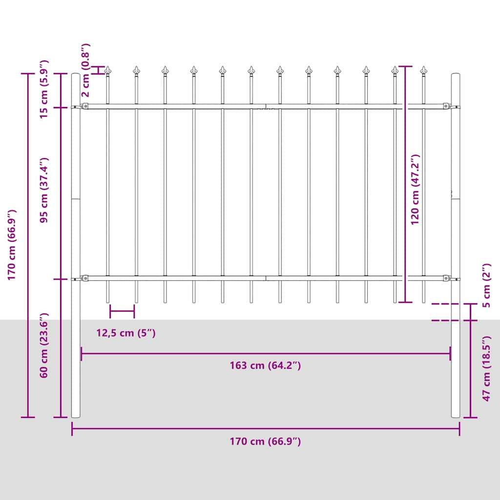 Garden Fence 4 pcs White 6.8 x 1.2 m Powder-coated Steel