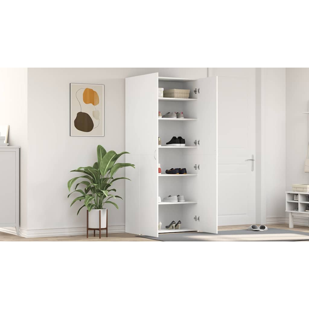 Shoe Cabinet with Door White 80 x 35.5 x 180 cm Engineered wood