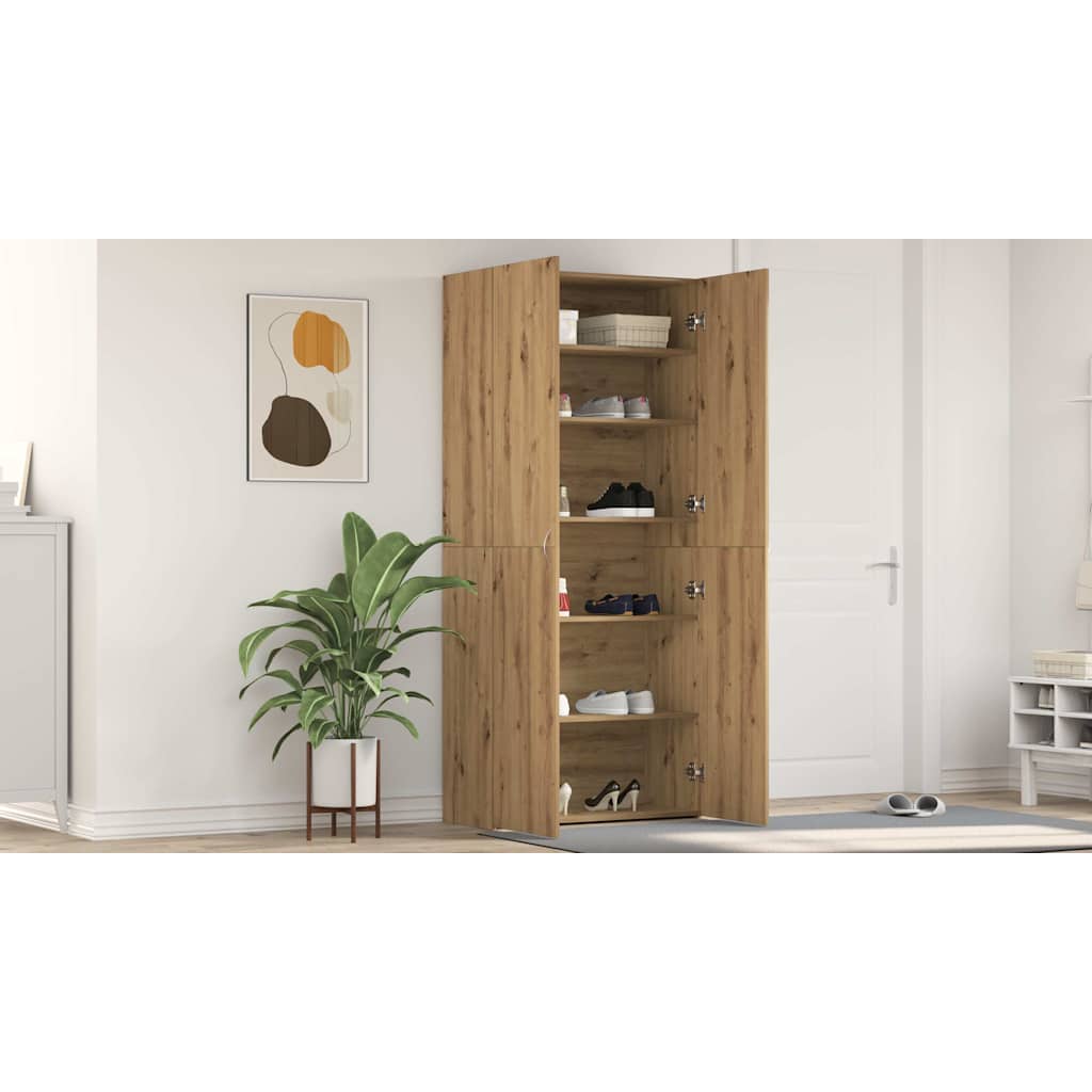 Shoe Cabinet with Door Brown 80 x 35.5 x 180 cm Engineered wood