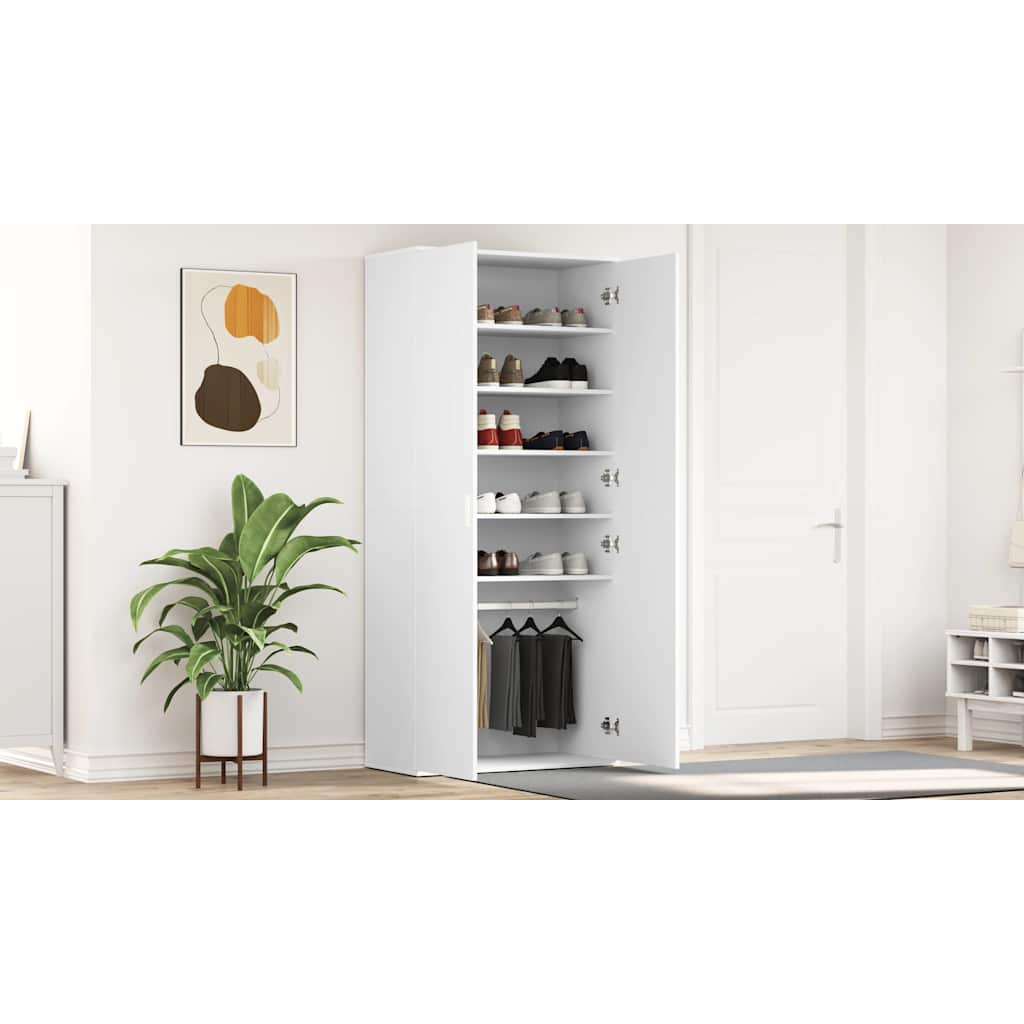 Shoe Cabinet with Shelf White 80 x 39 x 178 cm Engineered Wood