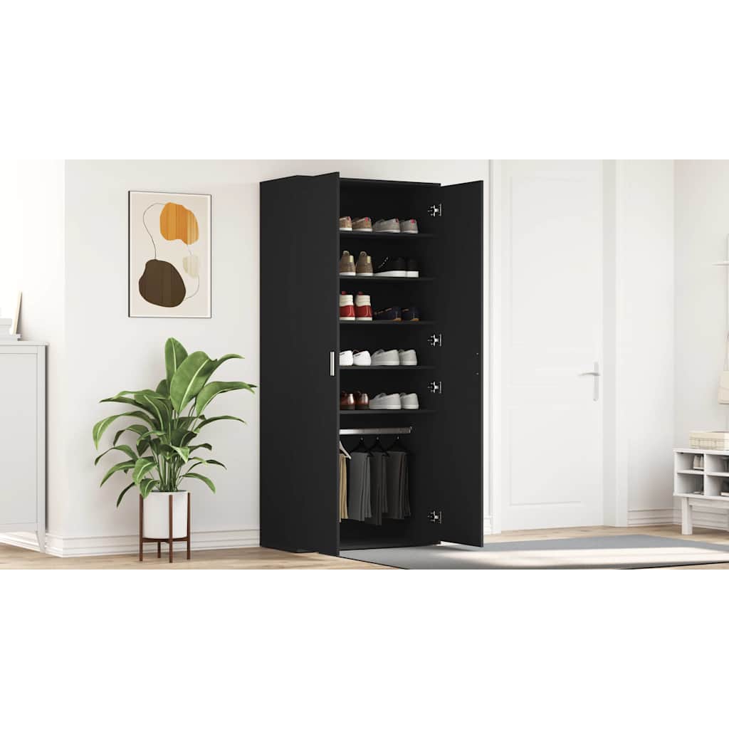 Shoe Cabinet with Shelf Black 80 x 39 x 178 cm Engineered Wood