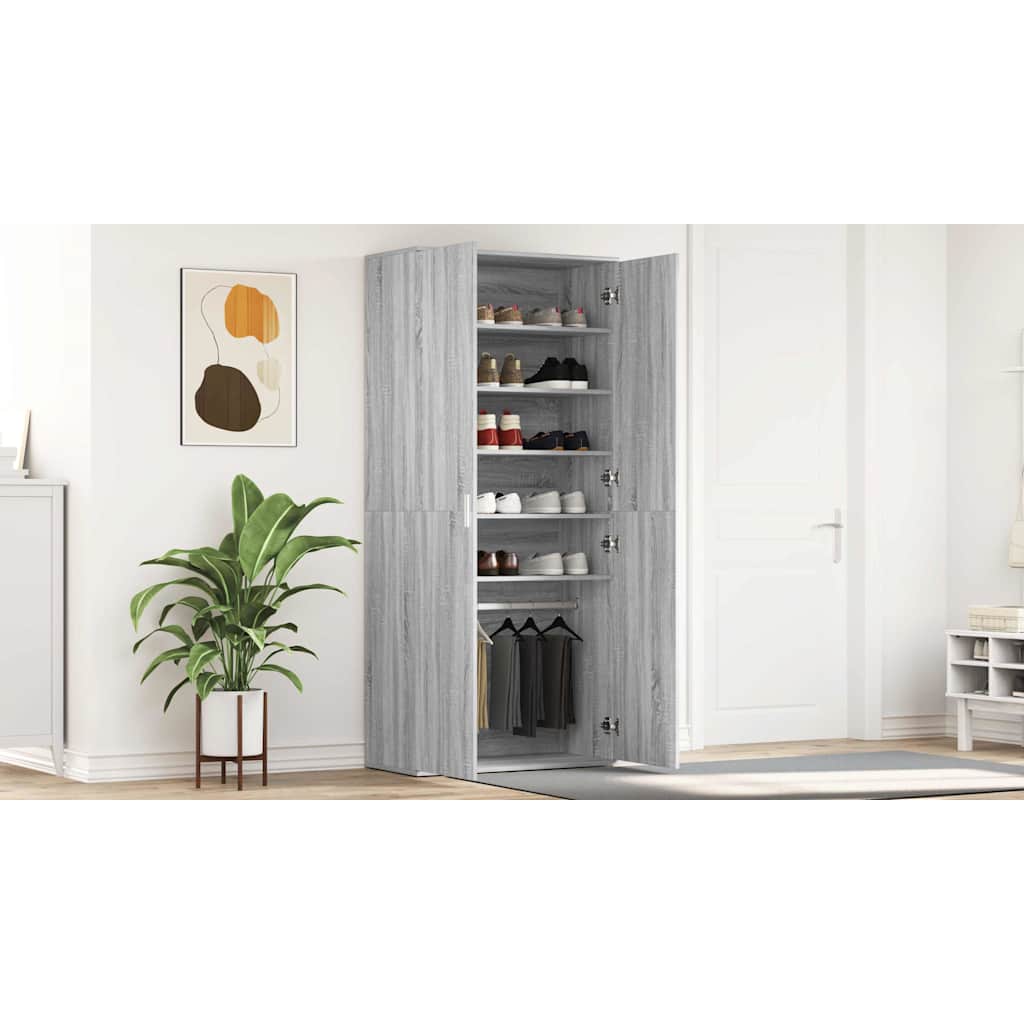 Shoe Cabinet Grey Sonoma 80 x 39 x 178 cm Engineered Wood