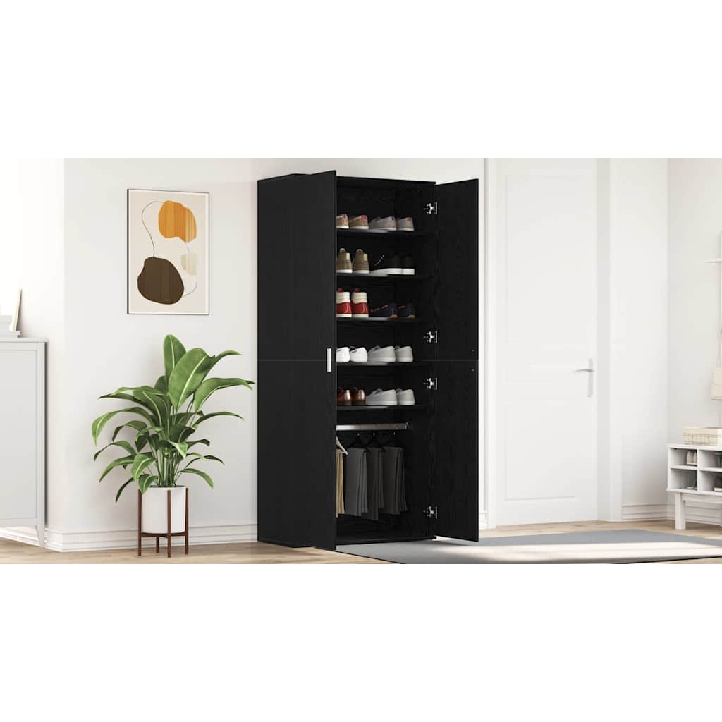 Shoe Cabinet Black Oak 80 x 39 x 178 cm Engineered Wood