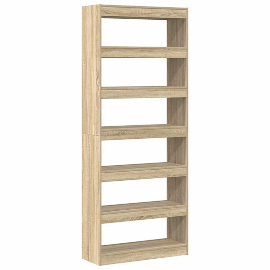 Book Cabinet 6-Tier 80 x 30 x 198 cm Engineered Wood Sonoma Oak Book Cabinet 6-Tier 80 x 30 x 198 cm Engineered Wood Sonoma Oak