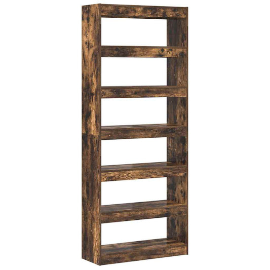 Book Cabinet 6-Tier 80 x 30 x 198 cm Engineered Wood Smoked Oak Book Cabinet 6-Tier 80 x 30 x 198 cm Engineered Wood Smoked Oak