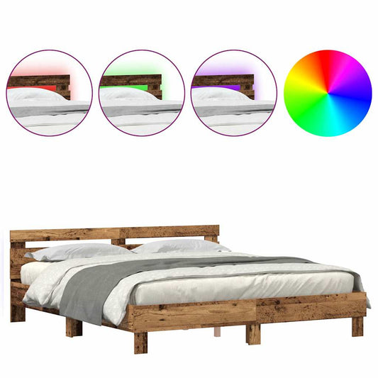 Bed Frame with Headboard Old Wood 180 x 200 cm Engineered Wood Bed Frame with Headboard Old Wood 180 x 200 cm Engineered Wood