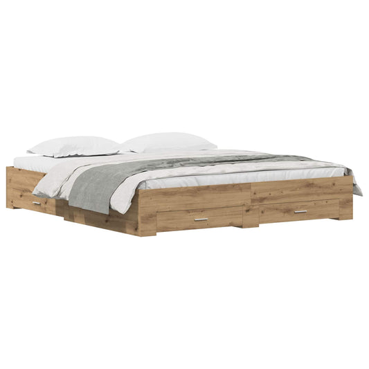 Bed Frame with Drawer Artisan Oak 180 x 200 cm Engineered Wood Bed Frame with Drawer Artisan Oak 180 x 200 cm Engineered Wood