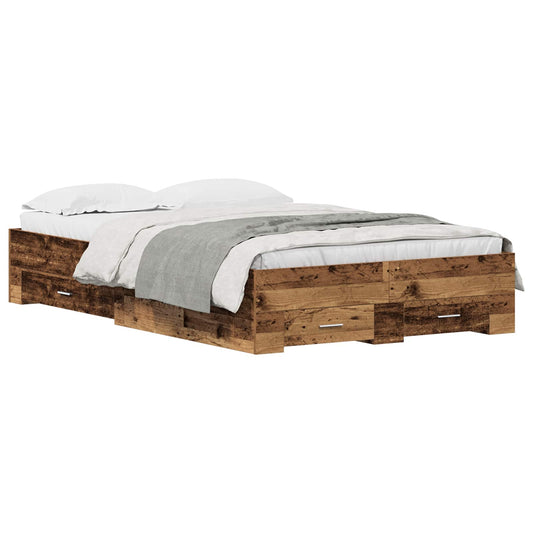 Bed Frame with Drawer Old Wood 120 x 200 cm Engineered Wood Bed Frame with Drawer Old Wood 120 x 200 cm Engineered Wood