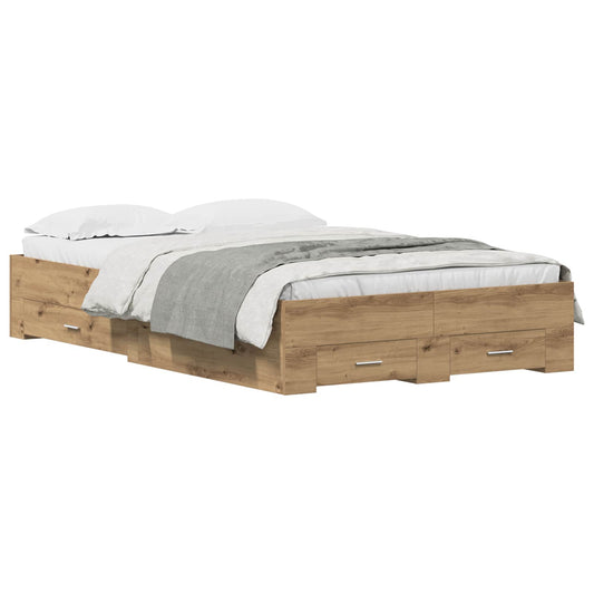 Bed Frame with Drawer Artisan Oak 120 x 200 cm Engineered Wood Bed Frame with Drawer Artisan Oak 120 x 200 cm Engineered Wood