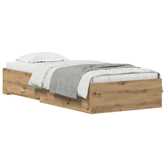 Bed Frame with Drawer Artisan Oak 90 x 190 cm Engineered Wood Bed Frame with Drawer Artisan Oak 90 x 190 cm Engineered Wood