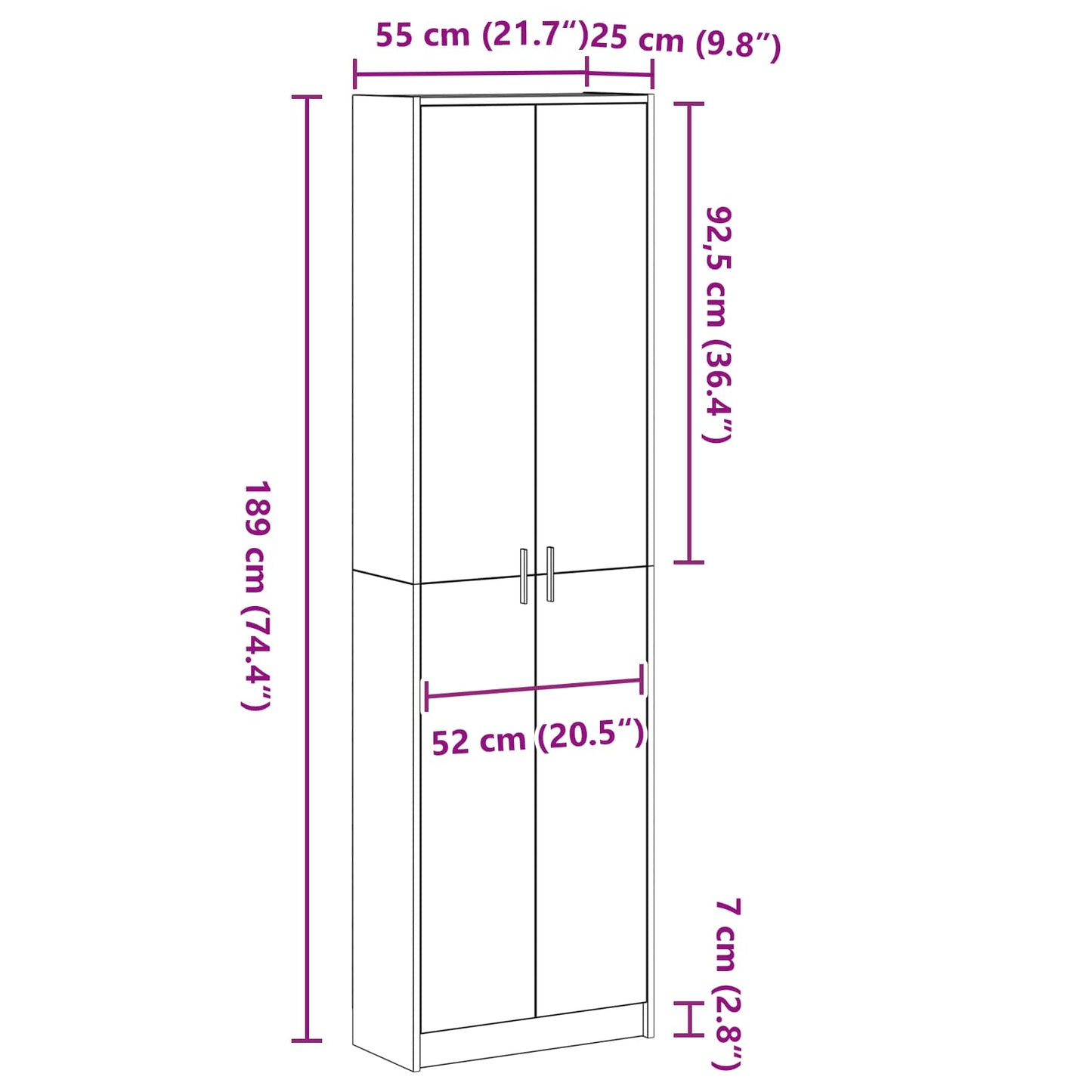 Wardrobe White 55 x 25 x 189 cm Engineered Wood