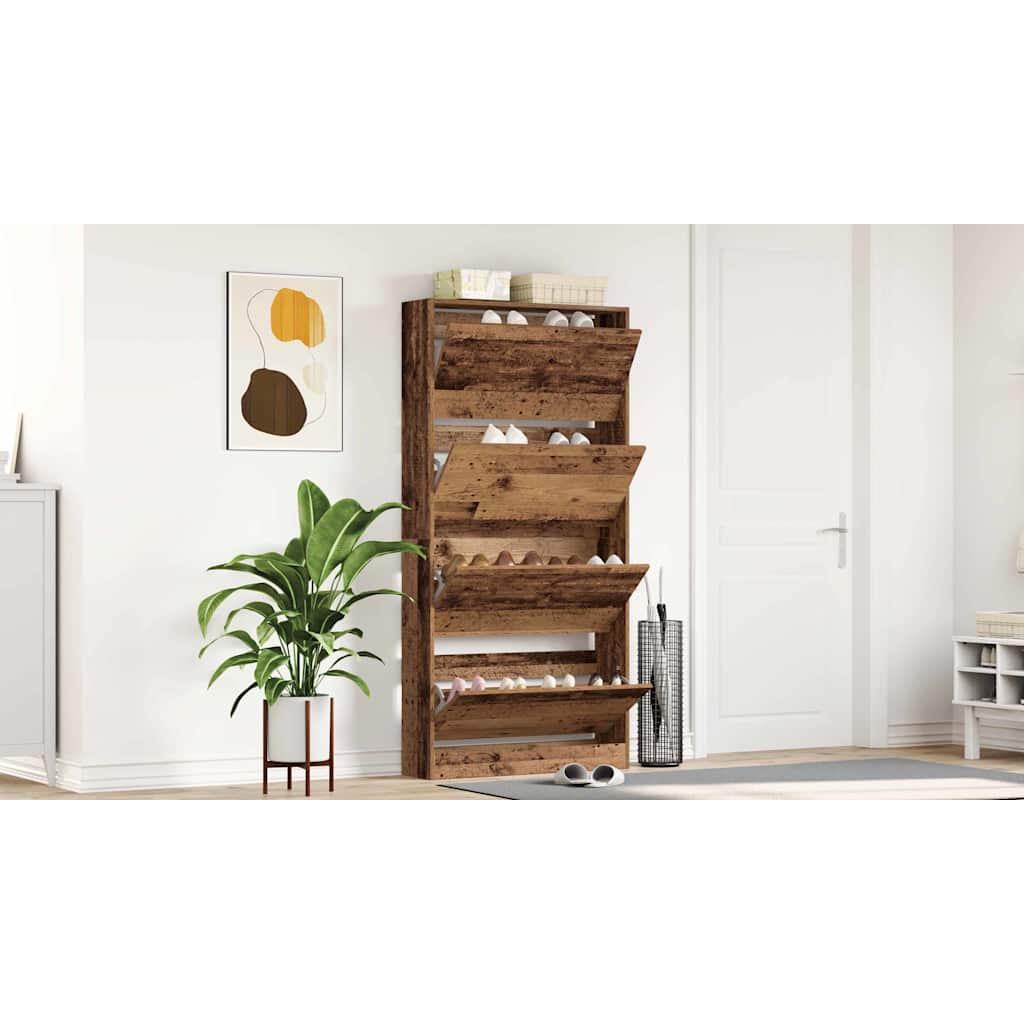Shoe Cabinet Old Wood 80 x 21 x 163.5 cm Engineered Wood