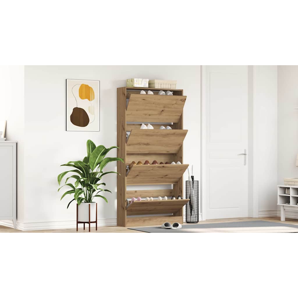 Shoe Cabinet Artisan Oak 80 x 21 x 163.5 cm Engineered Wood