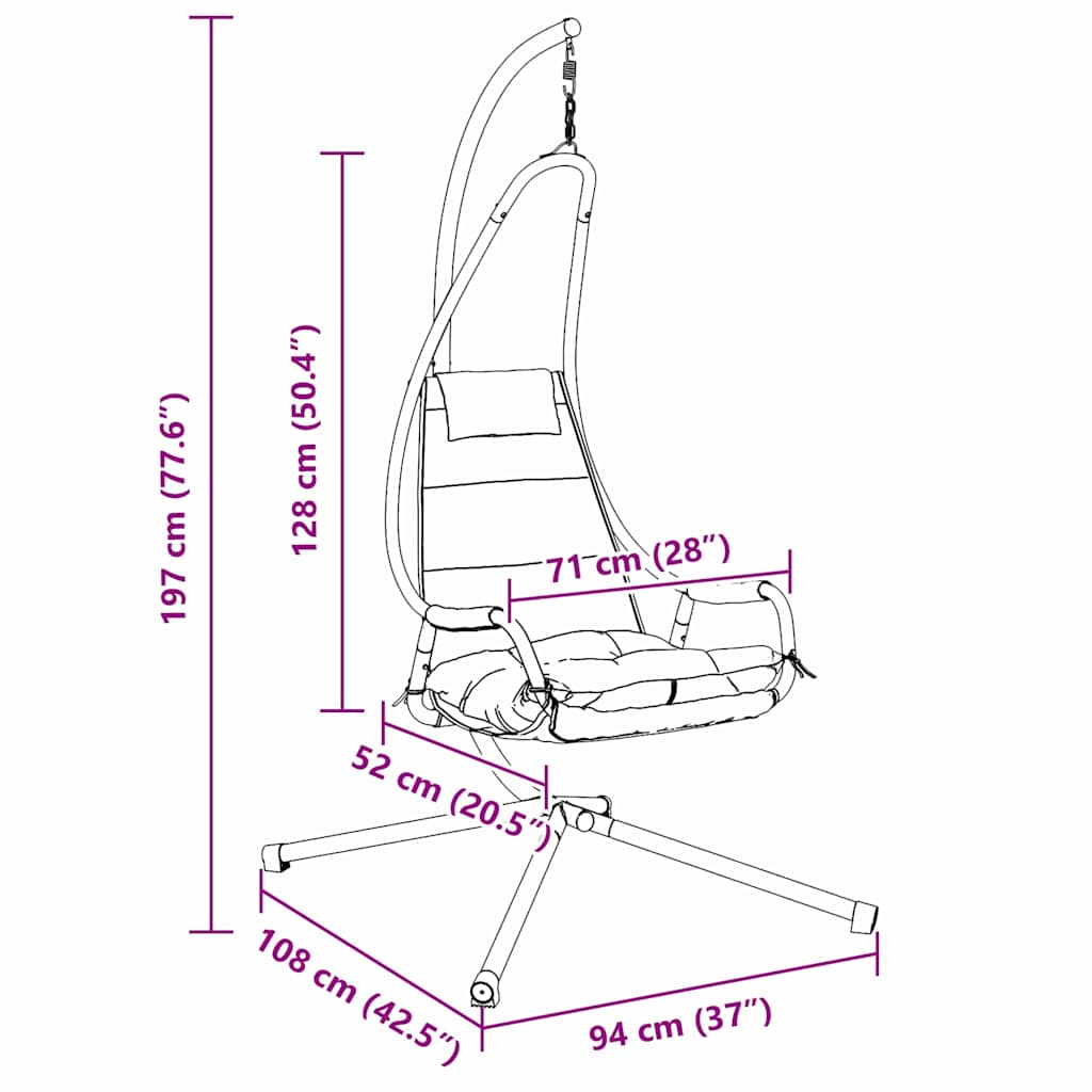 Hanging Egg Chair Folding Anthracite 94 x 107 x 196.5 cm Steel