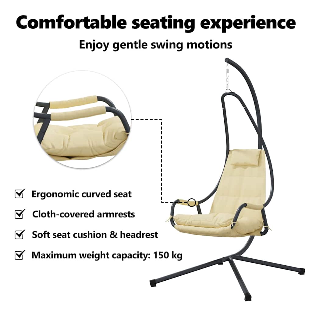 Hanging Egg Chair Folding Beige 94 x 107 x 196.5 cm Steel
