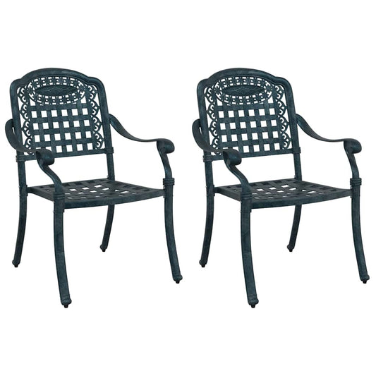 Garden Chair 2 pcs Green 55 x 56.5 x 91cm Aluminium Garden Chair 2 pcs Green 55 x 56.5 x 91cm Aluminium