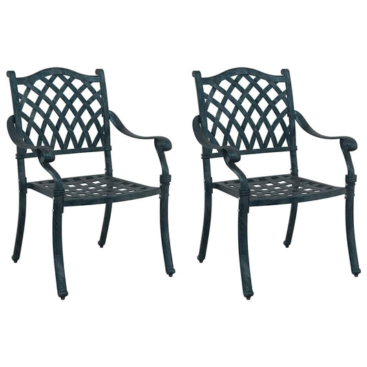 Garden Chair 2 pcs Green 56 x 55 x 92.5cm Aluminium Garden Chair 2 pcs Green 56 x 55 x 92.5cm Aluminium