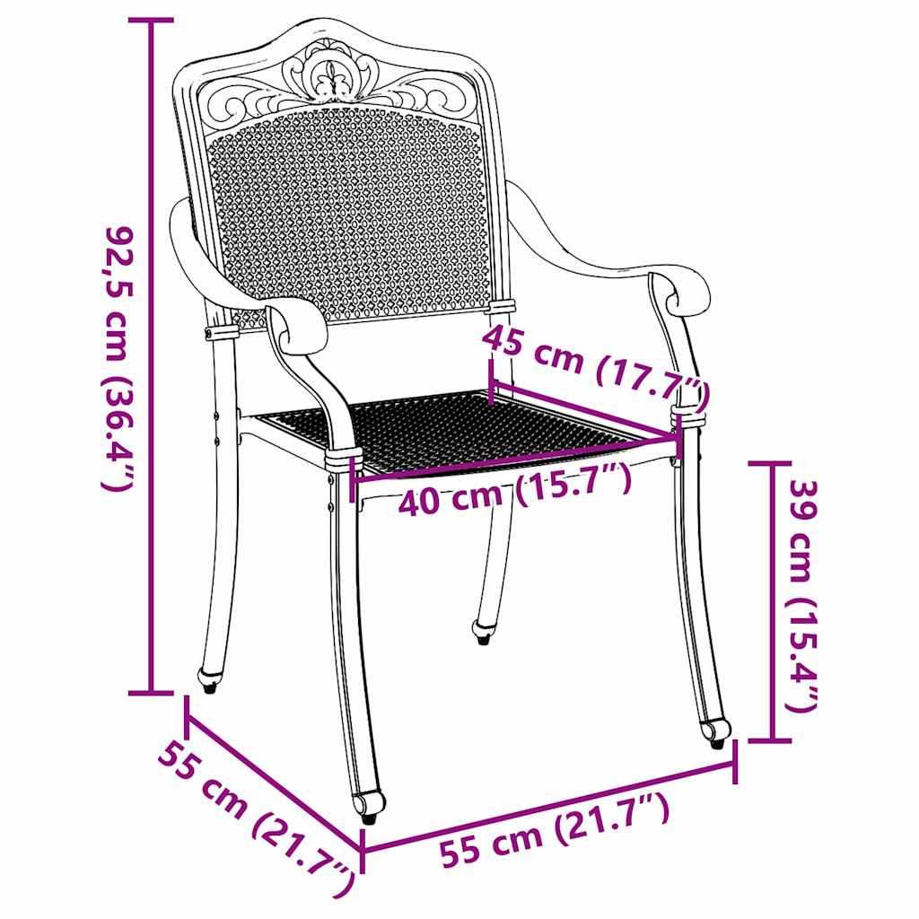 Garden Chair 2 pcs Black 55 x 55 x 92.5cm Aluminium