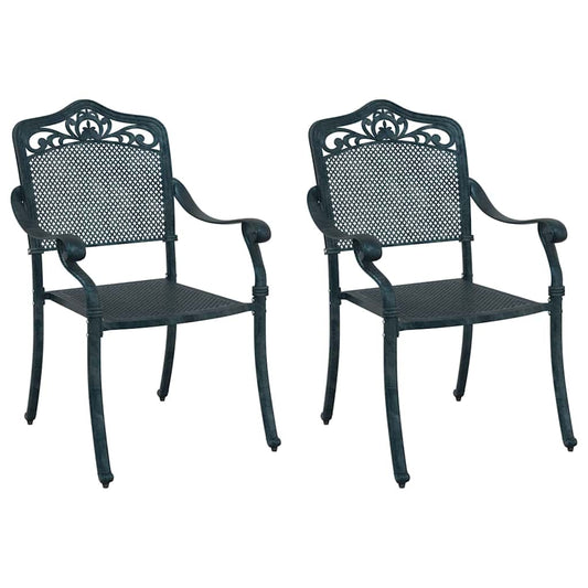 Garden Chair 2 pcs Green 64 x 62 x 93cm Aluminium Garden Chair 2 pcs Green 64 x 62 x 93cm Aluminium