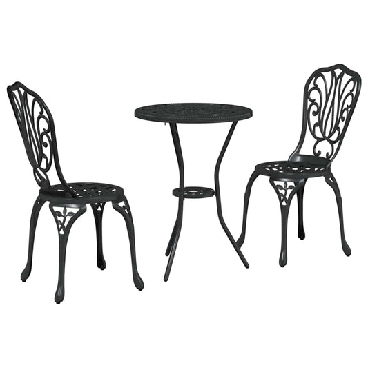 Garden Bistro Set 3 pcs Black Aluminium Garden Bistro Set 3 pcs Black Aluminium