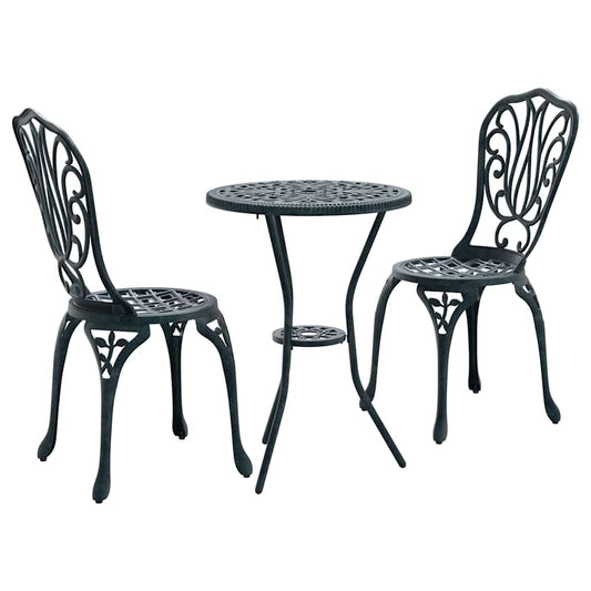 Garden Bistro Set 3 pcs Green Aluminium Garden Bistro Set 3 pcs Green Aluminium