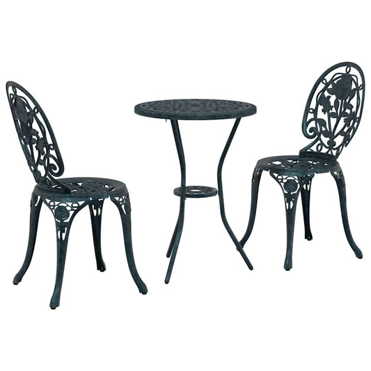 Garden Bistro Set 3 pcs Green Aluminium Garden Bistro Set 3 pcs Green Aluminium