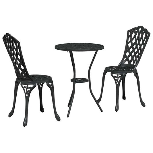 Garden Bistro Set 3 pcs Black Aluminium Garden Bistro Set 3 pcs Black Aluminium