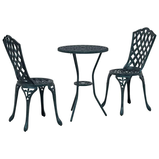 Garden Bistro Set 3 pcs Green Aluminium Garden Bistro Set 3 pcs Green Aluminium