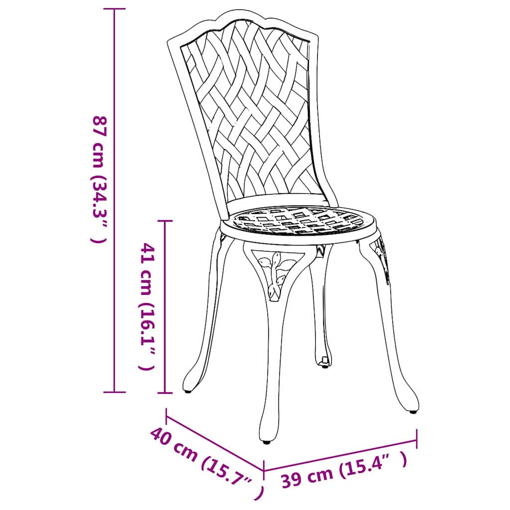Garden Chair 2 pcs White 39 x 40 x 87cm Aluminium