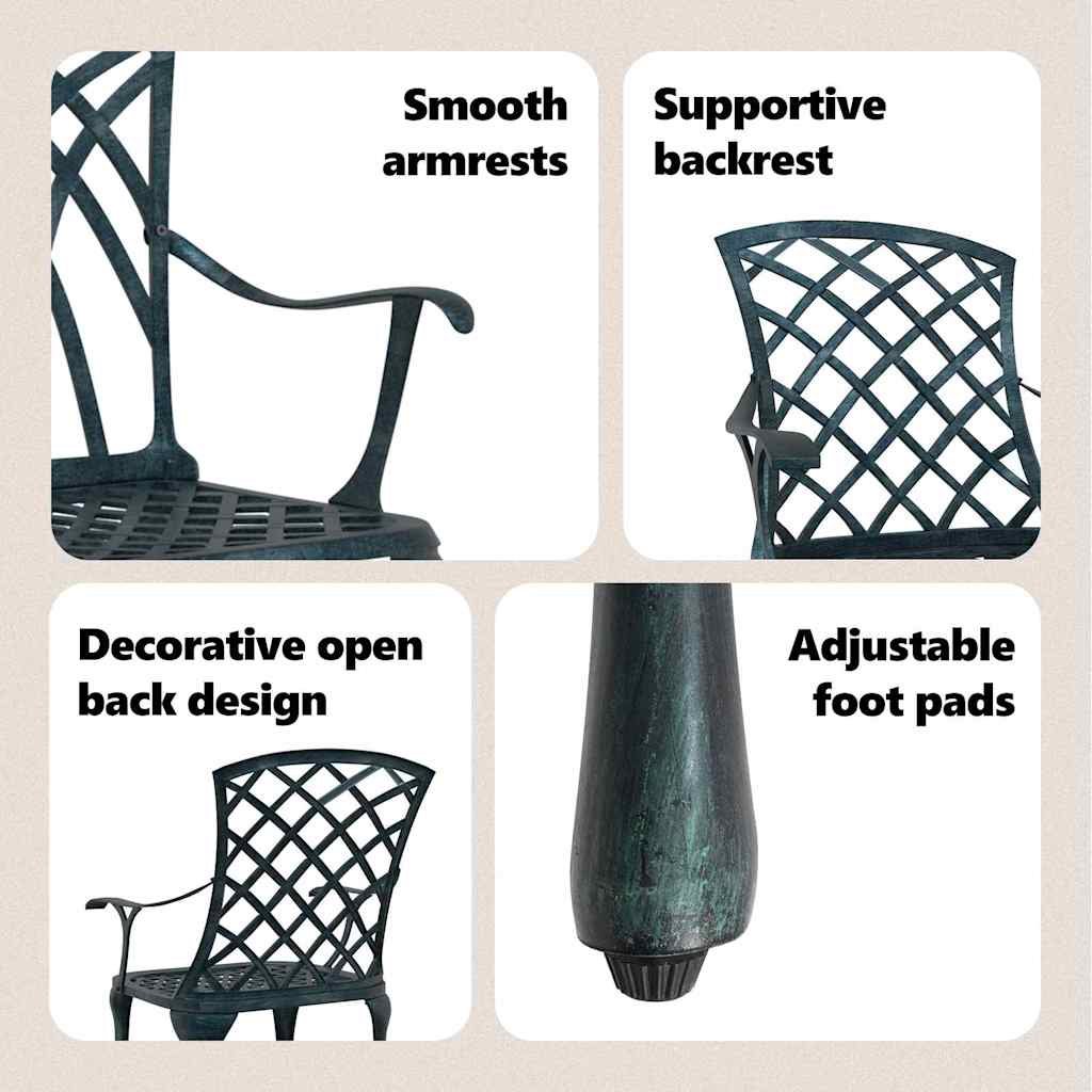 Garden Chair 4 pcs Green 61 x 60.5 x 93cm Aluminium