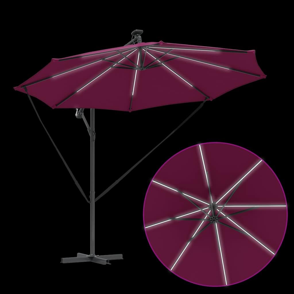 Umbrella with LED Strip Lights Bordeaux Red 294 x 294 x 248 cm